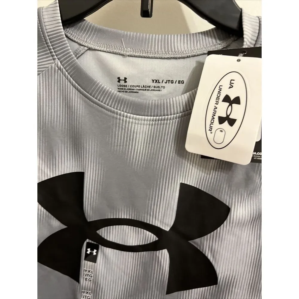 New Boys' Under Armour Tech Big Logo Printed T-Shirt Gray Choose‎ Size YXL